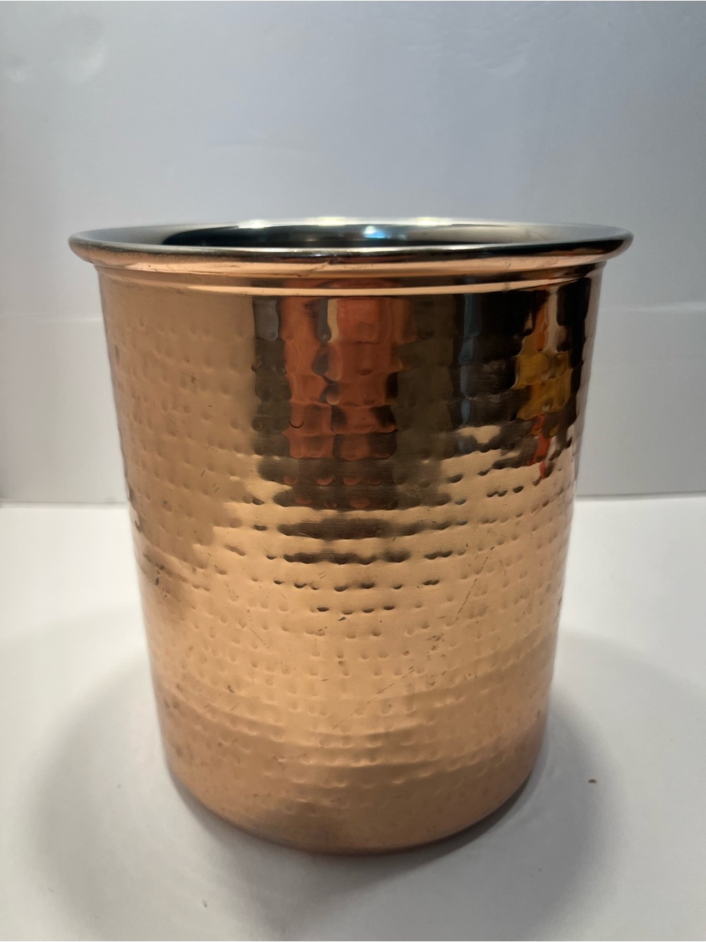 Hammered Copper Finish Kitchen Utensil Holder Planter Bucket Decor 6.65" x 5.5"